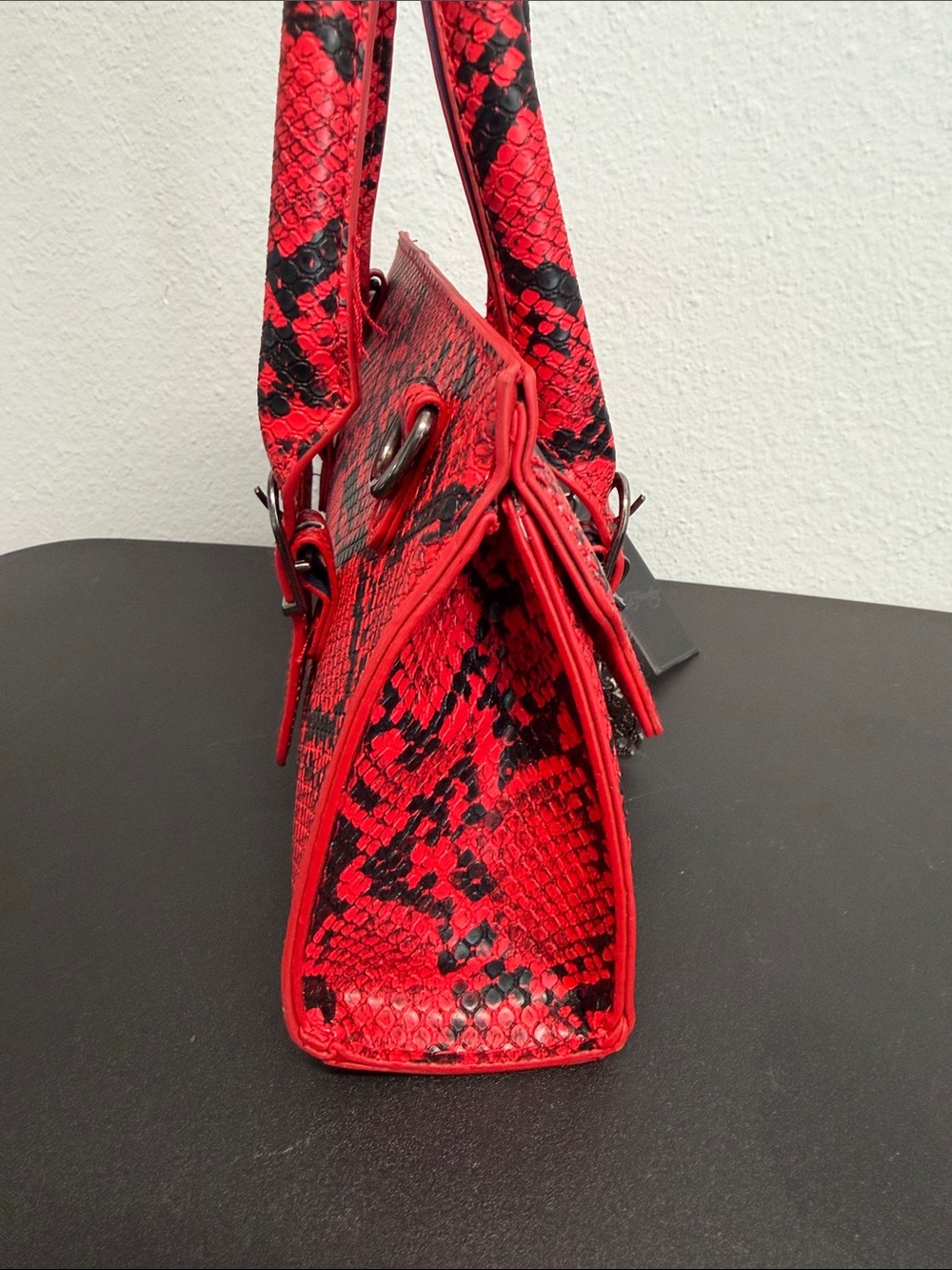 Ed Hardy | Snake-Print Top-Handle Satchel w/ Iconic Logo Bag Charms | Crossbody - Picture 7 of 9
